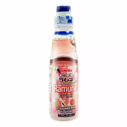 Kimura Ramune Strawberry Marble Bottle Drink Japanese Drinks