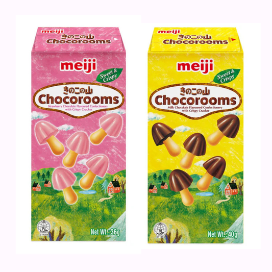 Meiji Chocorooms Bundle of 2 Flavours Japanese Snacks