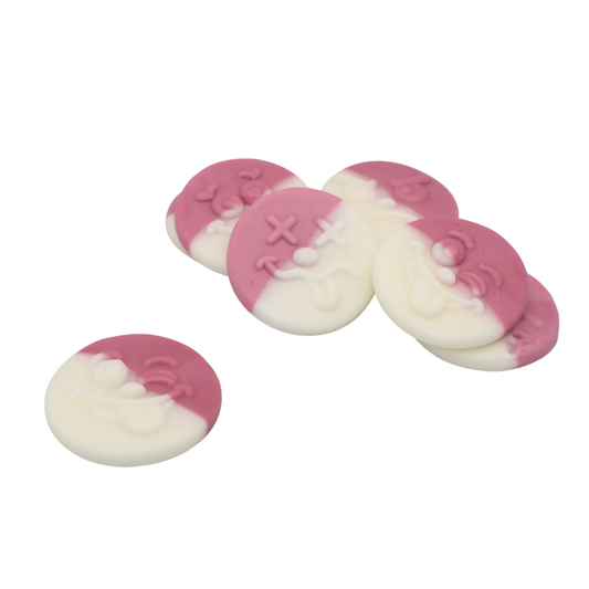 Raspberry & Vanilla Foam Smileys Retro Sweets
