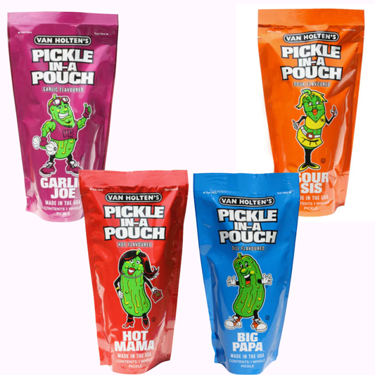 Van Holtens Pickle In a Pouch Bundle of 4 Flavoured Pickles American Snacks