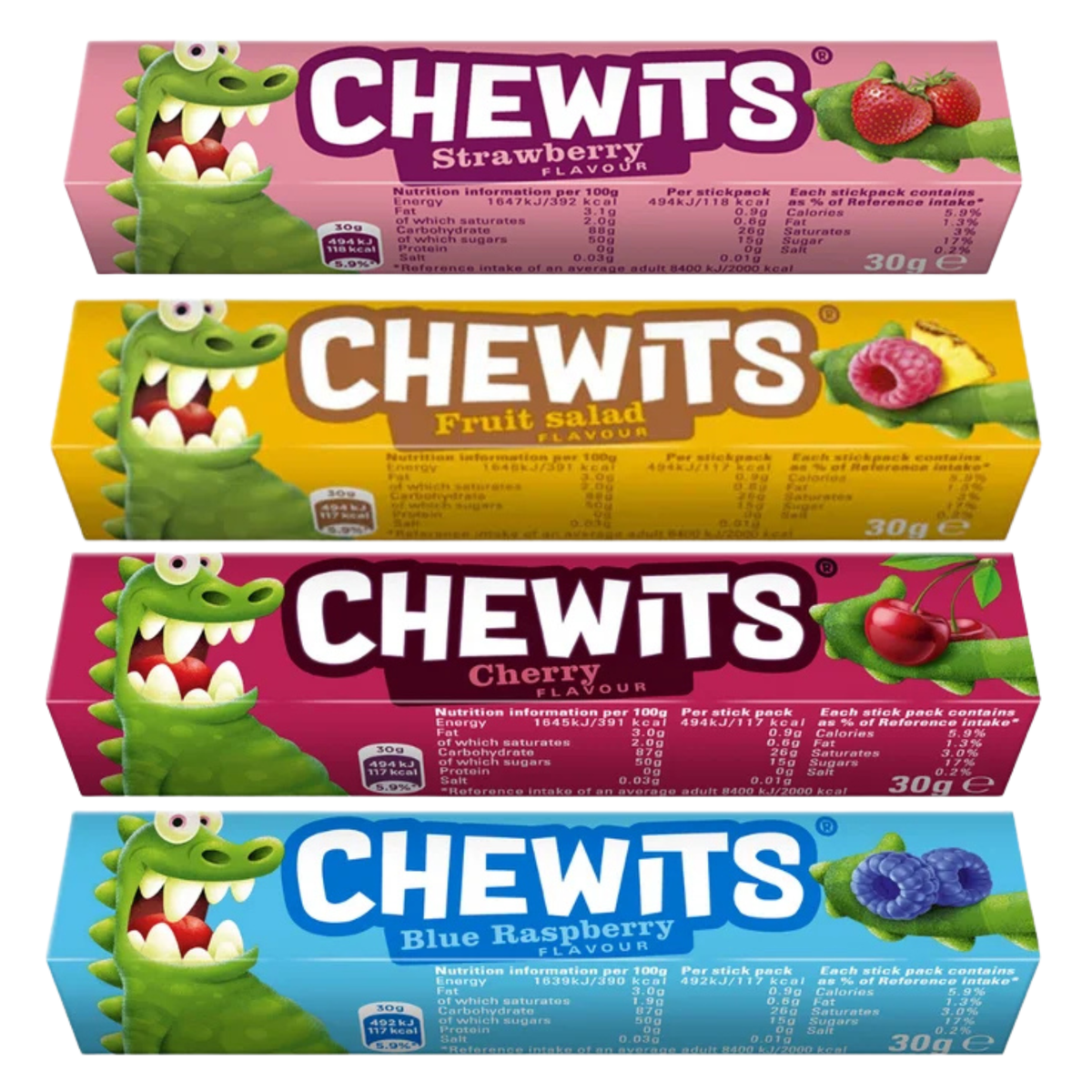 Chewits Sweets Bundle of 4 Flavours Retro Sweets