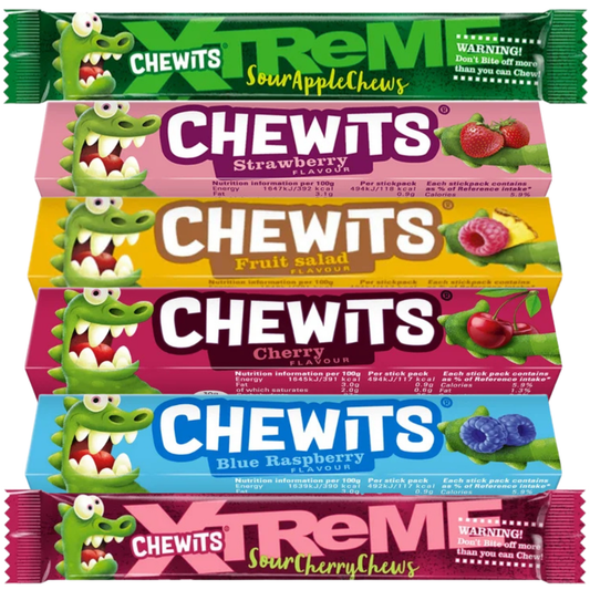 Chewits Sweets Bundle of 6 Flavours Retro Sweets