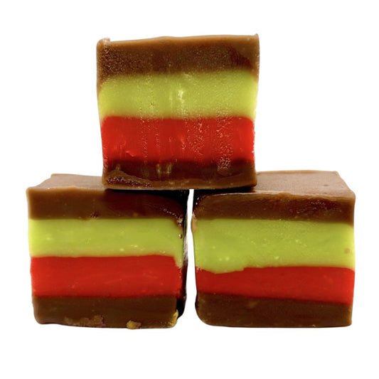 Chocolate, Strawberry & Pistachio Cream Fudge Retro Sweets