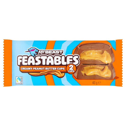 Feastables by Mr Beast Milk Chocolate Creamy Peanut Butter Cups American Chocolate Bars
