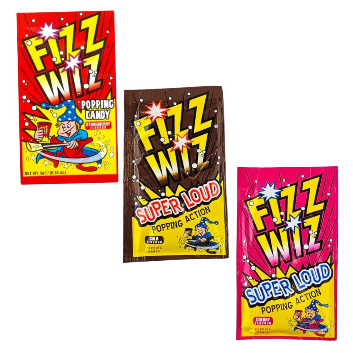 Fizz Wiz Popping Candy Bundle of all 3 Flavours Retro Sweets