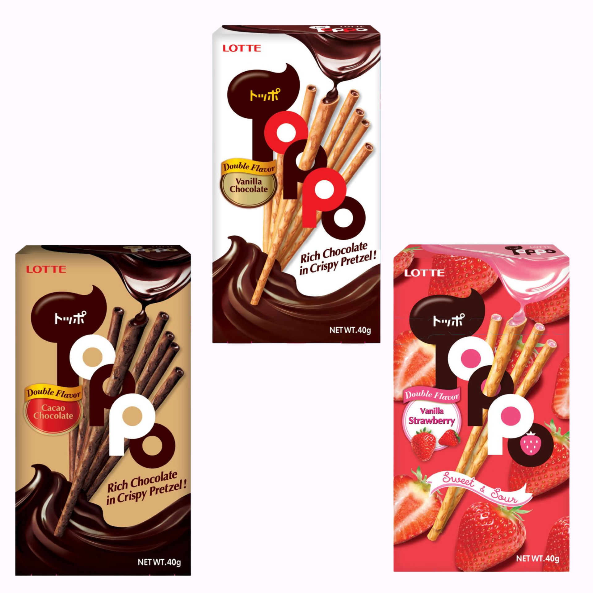 Lotte Toppo filled Pretzel Sticks Bundle of All Flavours Japanese Snacks