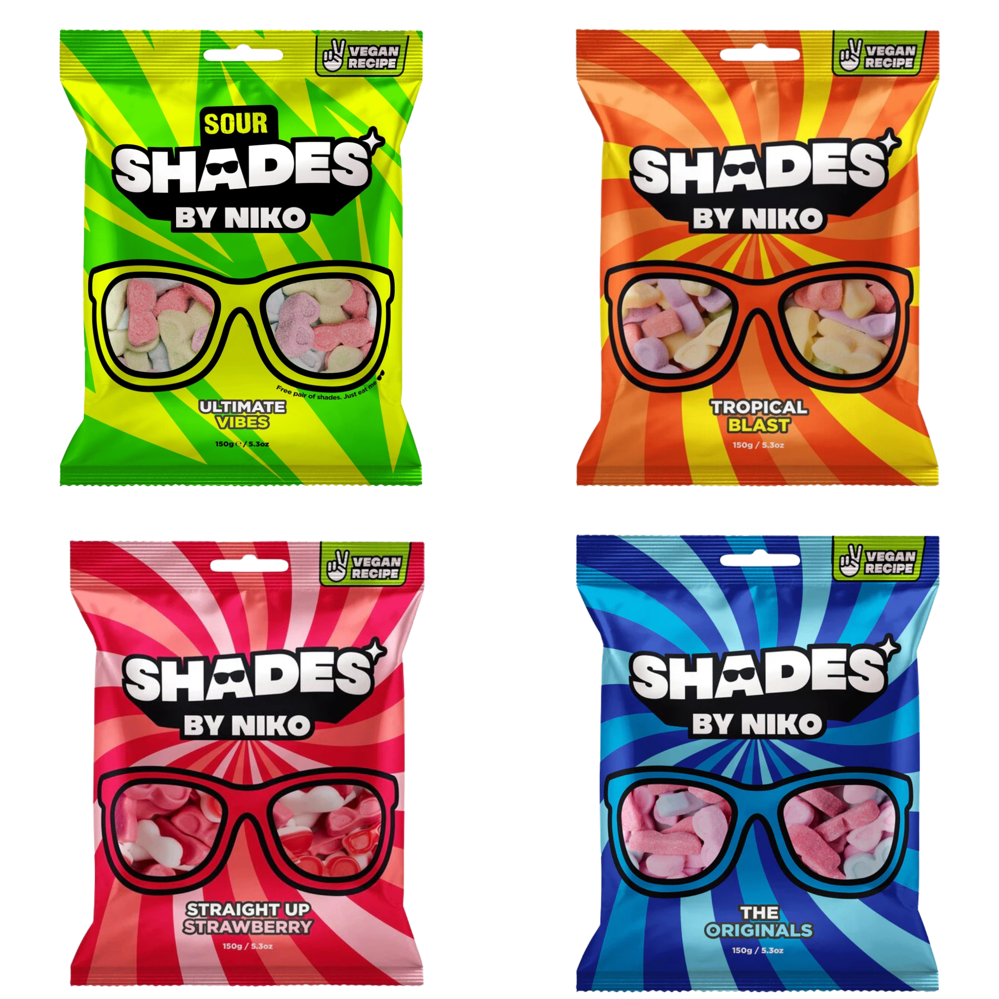 Shades by Niko 4 Pack Bundle of All Flavours American Candy