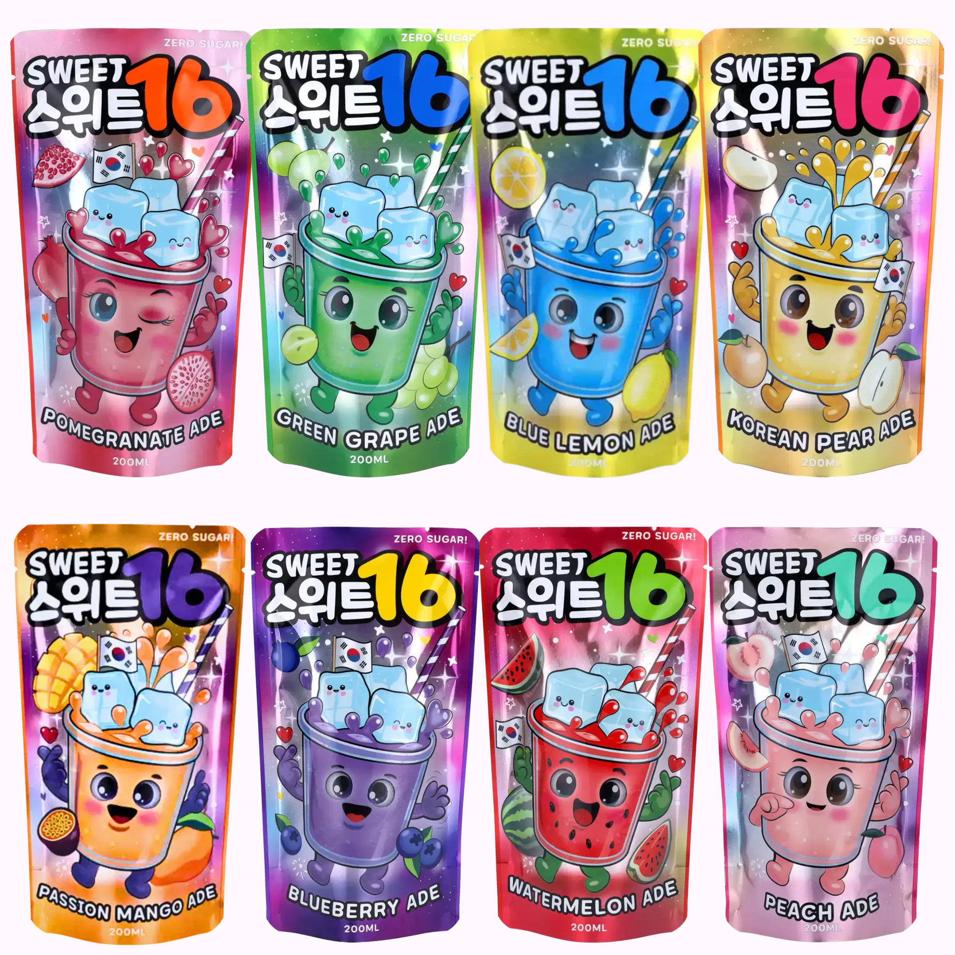 Sweet 16 Fruit Drinks Bundle of 8 Flavours Korean Drinks