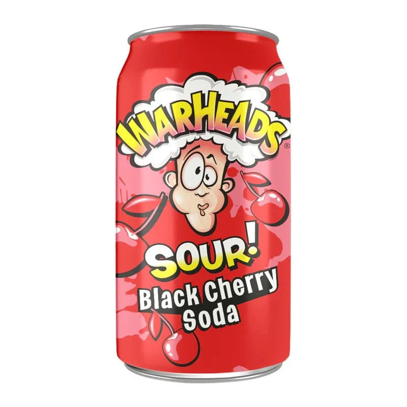 Warheads Sour Black Cherry Soda Can American Soda