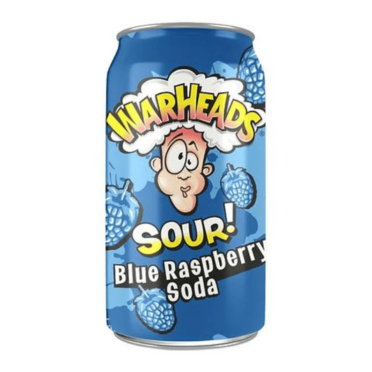 Warheads Sour Blue Raspberry Soda Can American Sodas